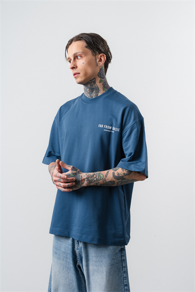 Erkek Respire x Itsbyzey Baskılı Oversize T-Shirt Lacivert