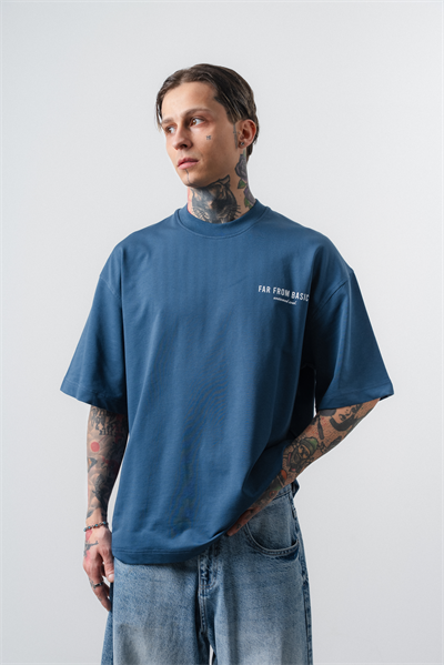 Erkek Respire x Itsbyzey Baskılı Oversize T-Shirt Lacivert
