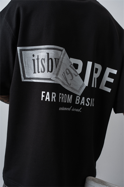 Erkek Respire x Itsbyzey Baskılı Oversize T-Shirt Siyah