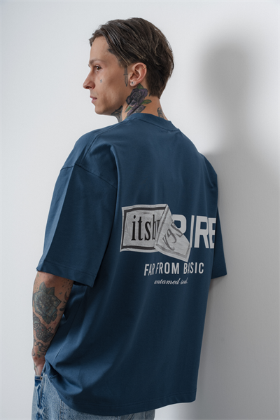 Erkek Respire x Itsbyzey Baskılı Oversize T-Shirt Lacivert