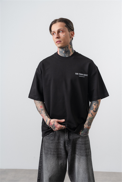 Erkek Respire x Itsbyzey Baskılı Oversize T-Shirt Siyah