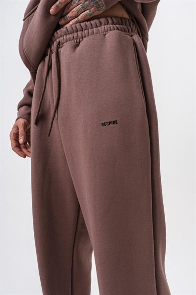 Erkek Respire Yazı Detaylı Basic Baggy Eşofman Altı Kakao