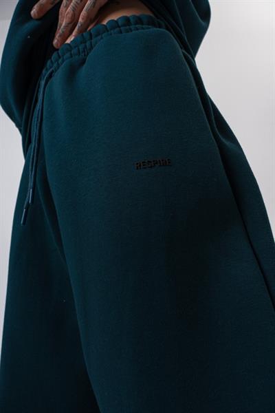 Erkek Respire Yazı Detaylı Basic Baggy Eşofman Altı Zümrüt