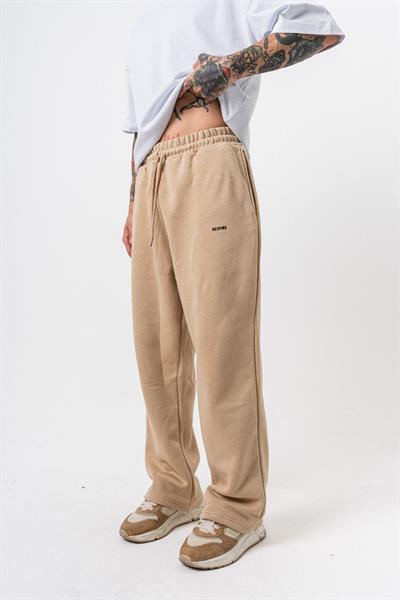 Erkek Respire Yazı Detaylı Basic Baggy Eşofman Altı Bej