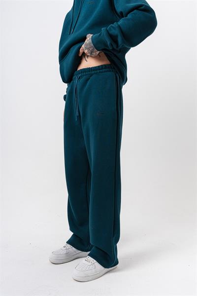 Erkek Respire Yazı Detaylı Basic Baggy Eşofman Altı Zümrüt