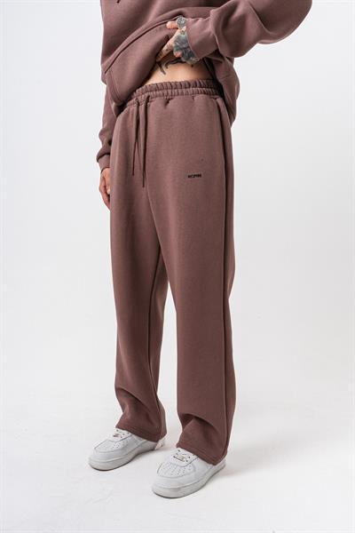 Erkek Respire Yazı Detaylı Basic Baggy Eşofman Altı Kakao