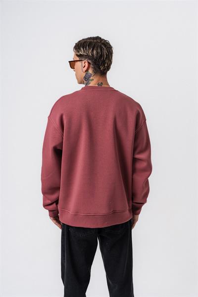 Erkek Respire Yazı Detaylı Basic Oversize Sweatshirt Gül