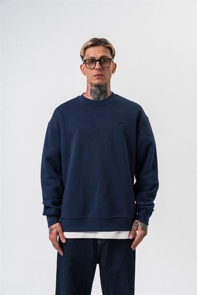 Erkek Respire Yazı Detaylı Basic Oversize Sweatshirt Lacivert