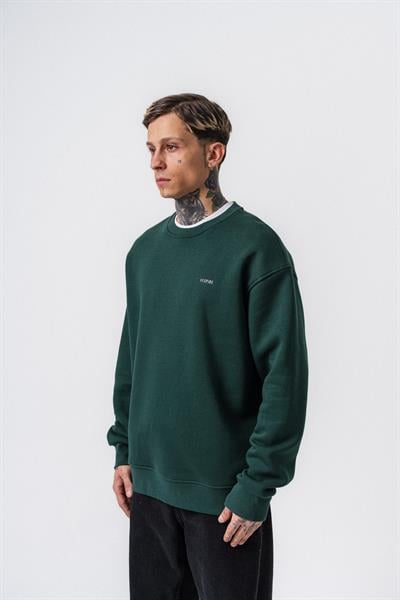 Erkek Respire Yazı Detaylı Basic Oversize Sweatshirt Nefti