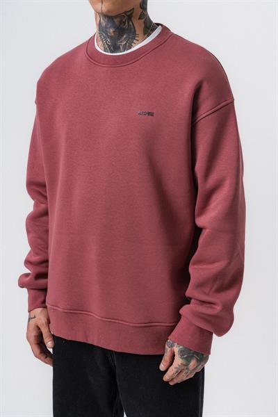 Erkek Respire Yazı Detaylı Basic Oversize Sweatshirt Gül