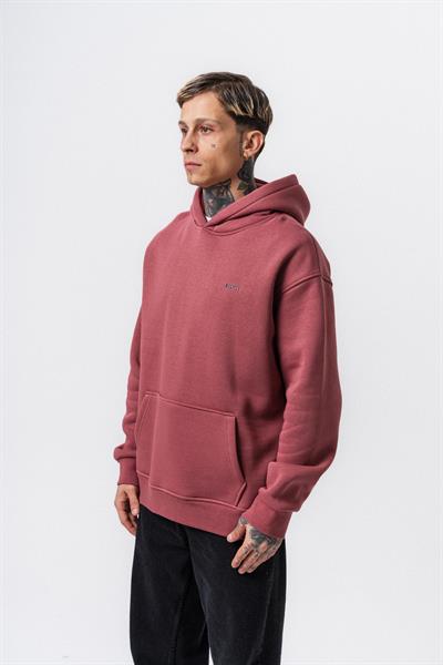 Erkek Respire Yazı Detaylı Kapüşonlu Basic Oversize Hoodie Gül