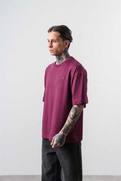 Erkek Respire Yazı Detaylı Oversize T-Shirt Vişne
