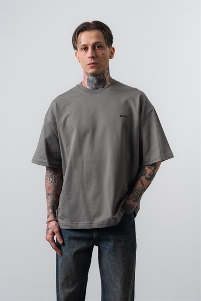 Erkek Respire Yazı Detaylı Oversize T-Shirt Haki
