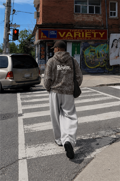 Erkek Revere Nakışlı Yıkamalı Oversize Hoodie Kahve