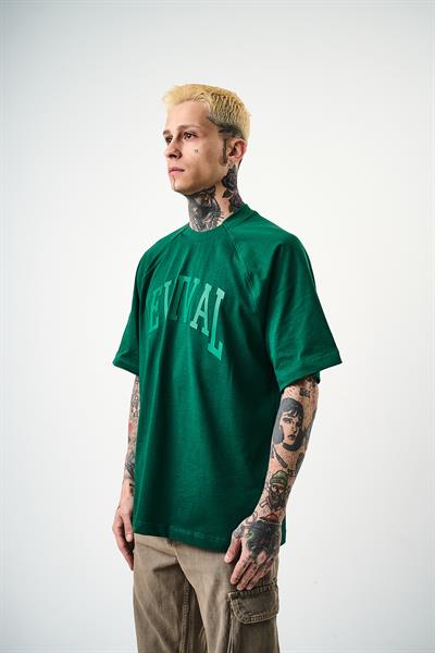 Erkek Revival Baskılı Oversize T-Shirt Nefti