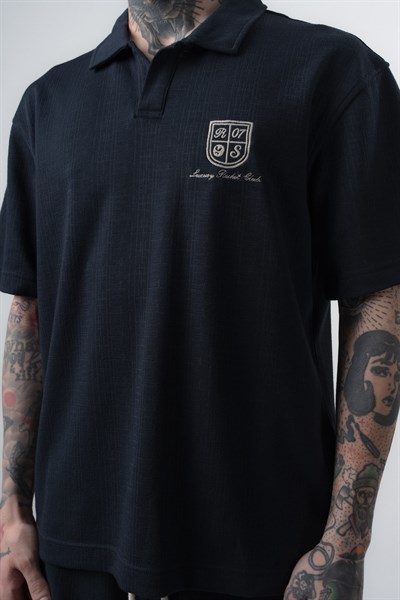 Erkek Rocket Club Yazılı Regular Fit T-Shirt Şort Takım Lacivert