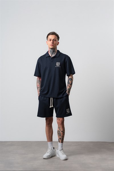 Erkek Rocket Club Yazılı Regular Fit T-Shirt Şort Takım Lacivert