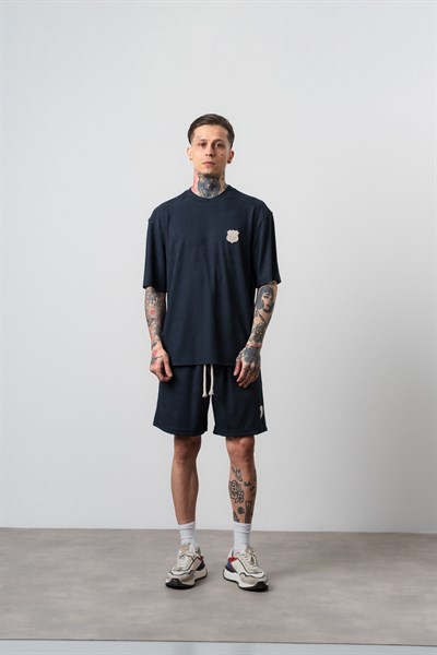 Erkek Route 07 Arma Detaylı Regular Fit T-Shirt Şort Takım Lacivert