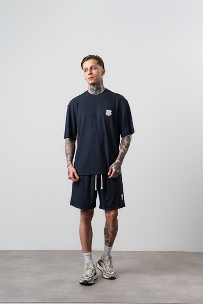 Erkek Route 07 Arma Detaylı Regular Fit T-Shirt Şort Takım Lacivert