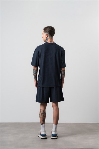 Erkek Route 07 Arma Detaylı Regular Fit T-Shirt Şort Takım Lacivert