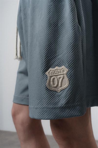 Erkek Route 07 Arma Detaylı Regular Fit T-Shirt Şort Takım Gri