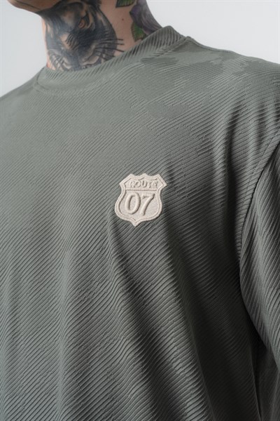 Erkek Route 07 Arma Detaylı Regular Fit T-Shirt Şort Takım Haki