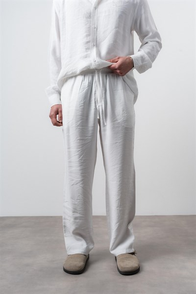 Erkek RS Modal Baggy Pantolon Beyaz