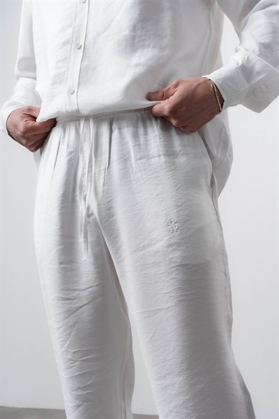 Erkek RS Modal Baggy Pantolon Beyaz