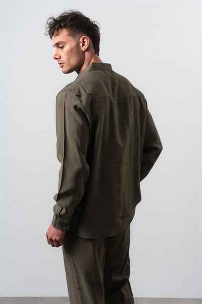 Erkek RS Uzun Kollu Modal Oversize Gömlek Haki