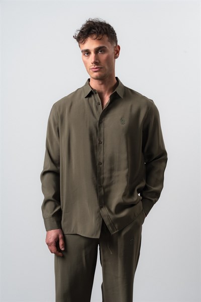 Erkek RS Uzun Kollu Modal Oversize Gömlek Haki