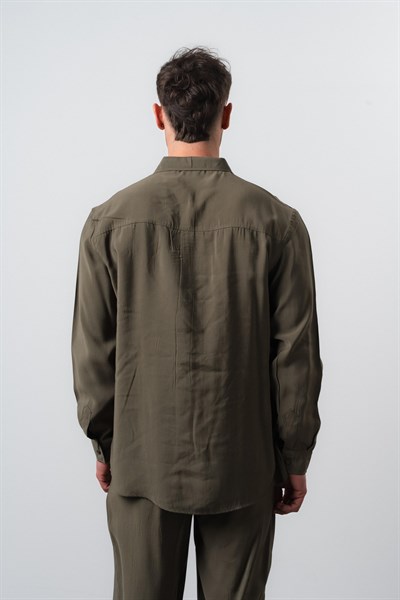 Erkek RS Uzun Kollu Modal Oversize Gömlek Haki