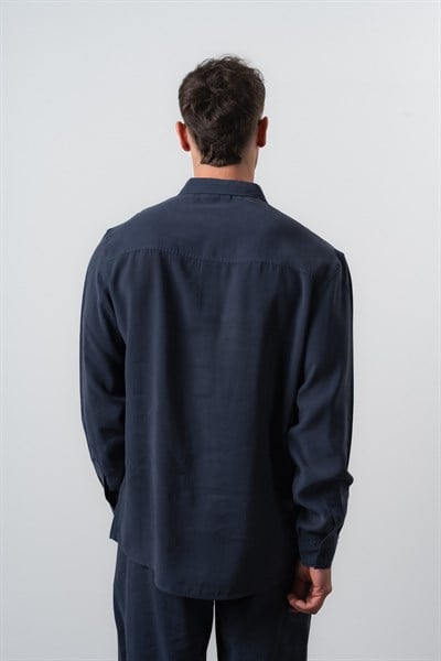 Erkek RS Uzun Kollu Modal Oversize Gömlek Lacivert