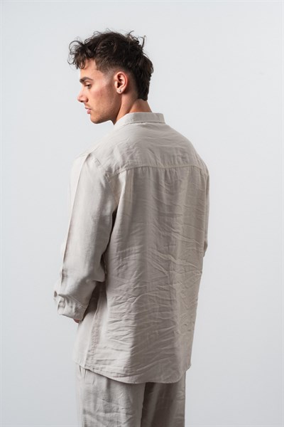 Erkek RS Uzun Kollu Modal Oversize Gömlek Bej