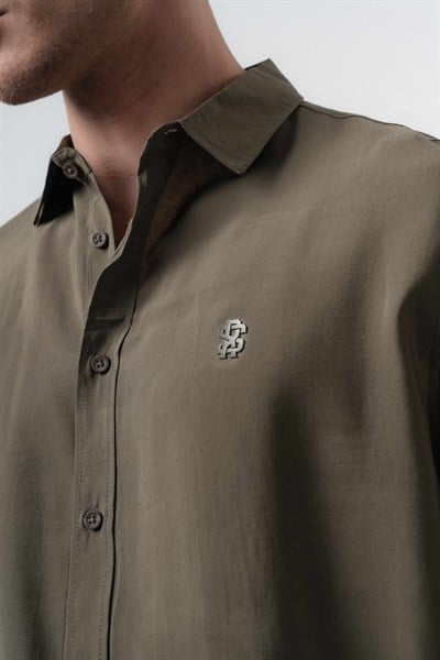 Erkek RS Uzun Kollu Modal Oversize Gömlek Haki