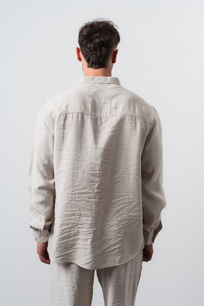 Erkek RS Uzun Kollu Modal Oversize Gömlek Bej
