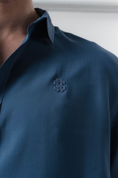 Erkek RS Uzun Kollu Modal Oversize Gömlek Petrol