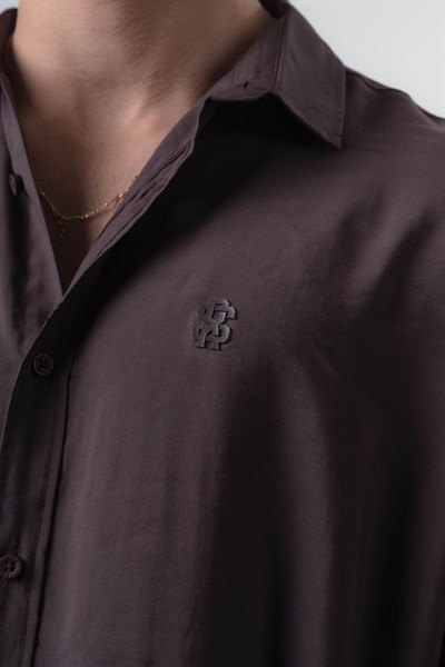 Erkek RS Uzun Kollu Modal Oversize Gömlek Mürdüm