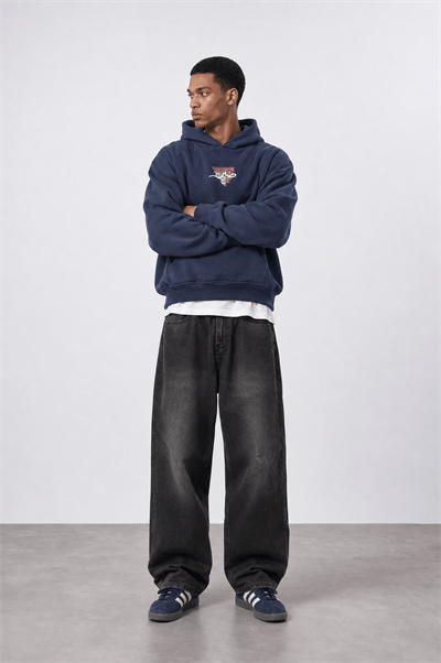 Erkek Sabr Patch Detaylı Oversize Hoodie Lacivert