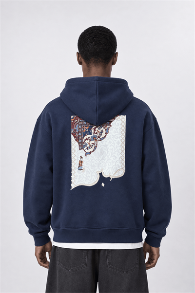 Erkek Sabr Patch Detaylı Oversize Hoodie Lacivert