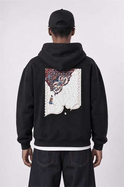 Erkek Sabr Patch Detaylı Oversize Hoodie Siyah