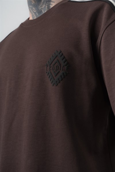 Erkek Şerit Detaylı Regular Fit Eşofman Takımı Kahve