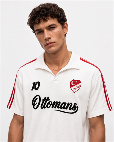 Erkek Şerit Detaylı Retro Forma Ekru