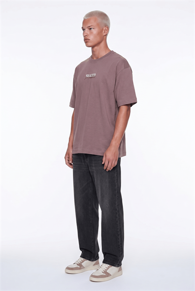 Erkek Shaded Baskılı Oversize T-Shirt Kahve