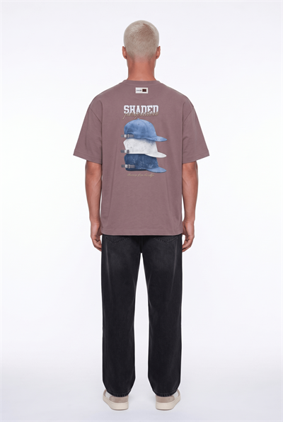 Erkek Shaded Baskılı Oversize T-Shirt Kahve