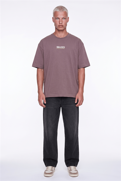 Erkek Shaded Baskılı Oversize T-Shirt Kahve