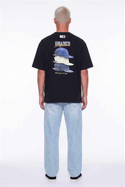 Erkek Shaded Baskılı Oversize T-Shirt Siyah