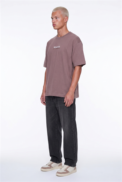 Erkek Shaded Baskılı Oversize T-Shirt Kahve