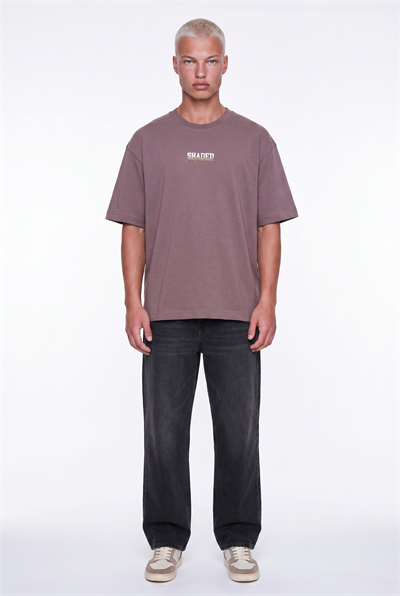 Erkek Shaded Baskılı Oversize T-Shirt Kahve