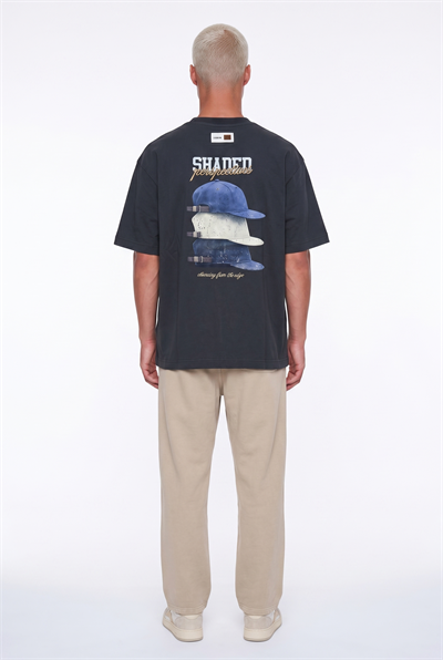 Erkek Shaded Baskılı Oversize T-Shirt Füme