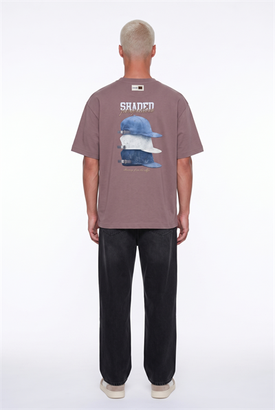 Erkek Shaded Baskılı Oversize T-Shirt Kahve